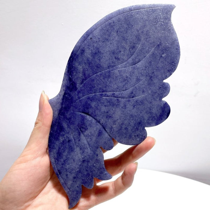Blue Aventurine Butterfly Wing Carving With Stand