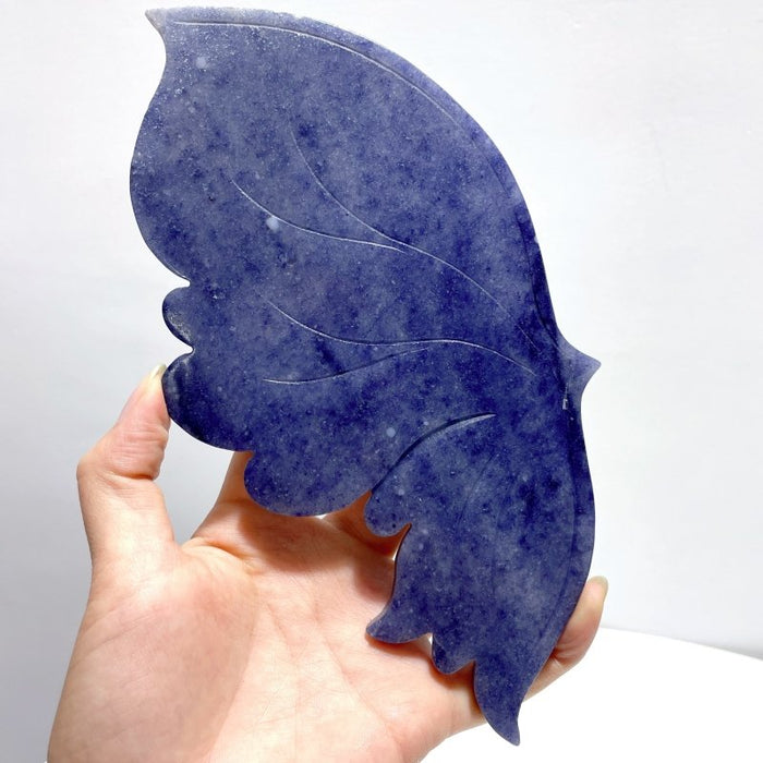 Blue Aventurine Butterfly Wing Carving With Stand