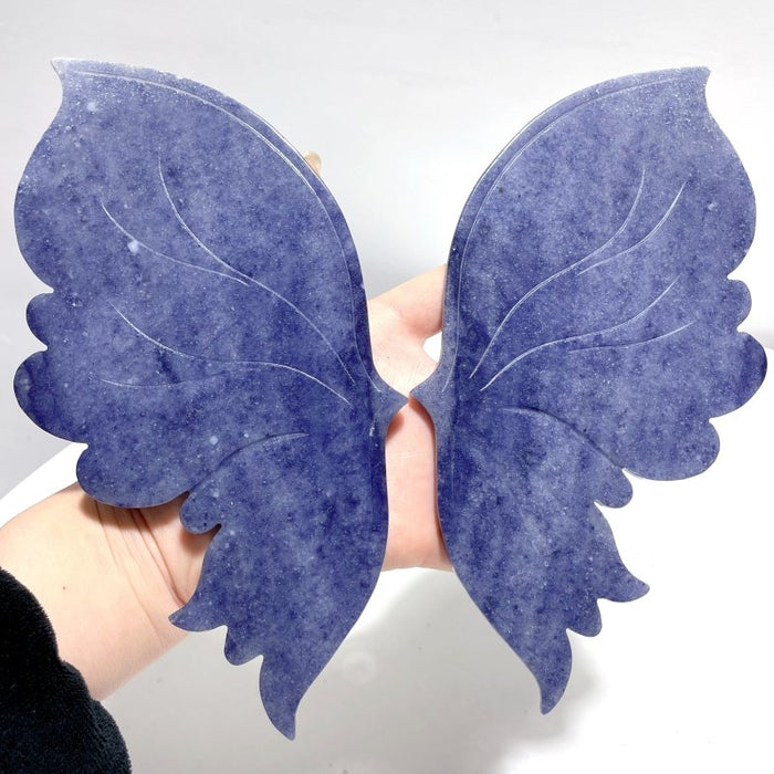 Blue Aventurine Butterfly Wing Carving With Stand