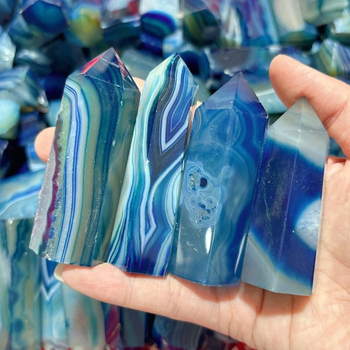 Blue Dyed Agate Tower Point Wholesale