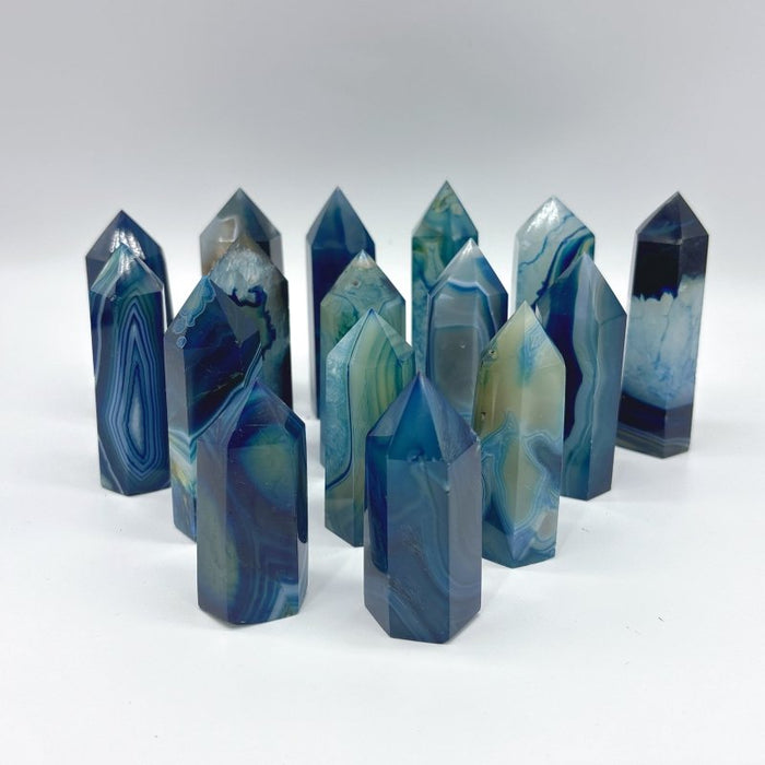 Blue Dyed Agate Tower Point Wholesale
