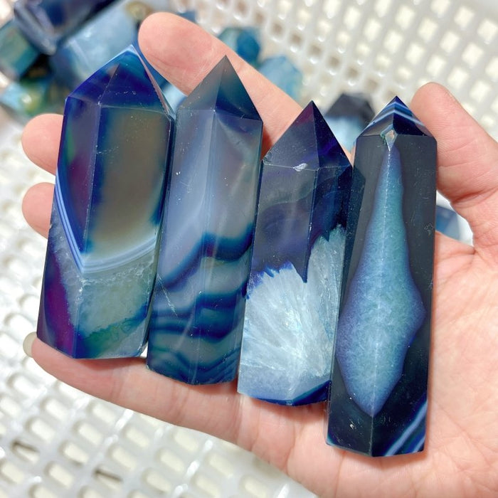 Blue Dyed Agate Tower Point Wholesale