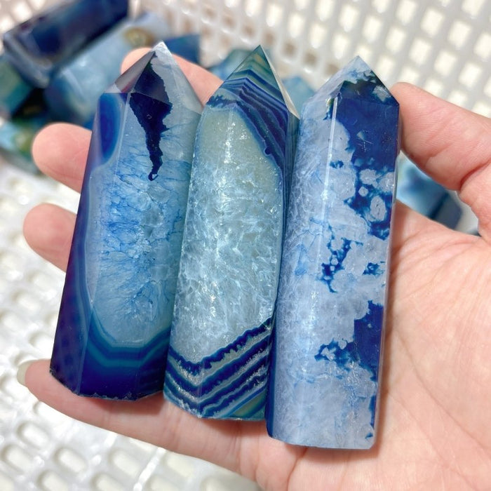 Blue Dyed Agate Tower Point Wholesale