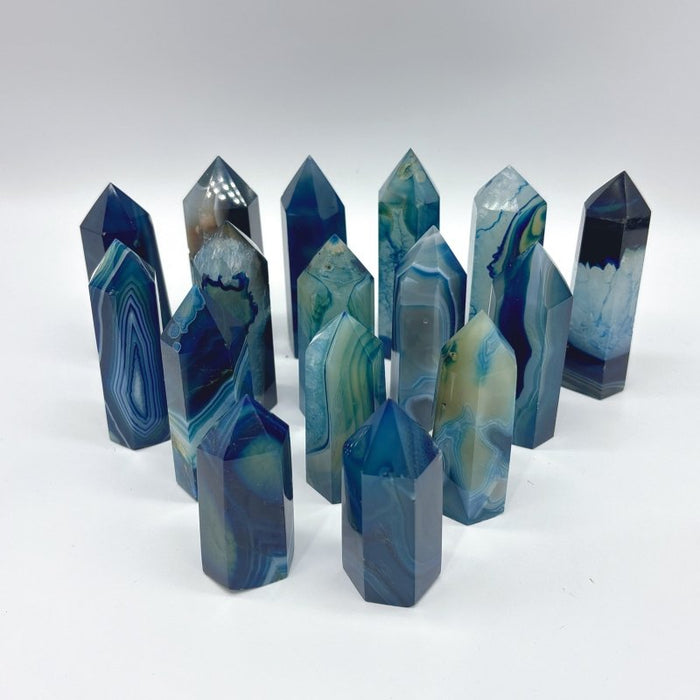 Blue Dyed Agate Tower Point Wholesale