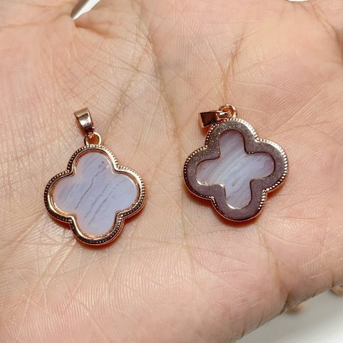 Blue Lace Agate Four Leaf Clover Pendant Wholesale
