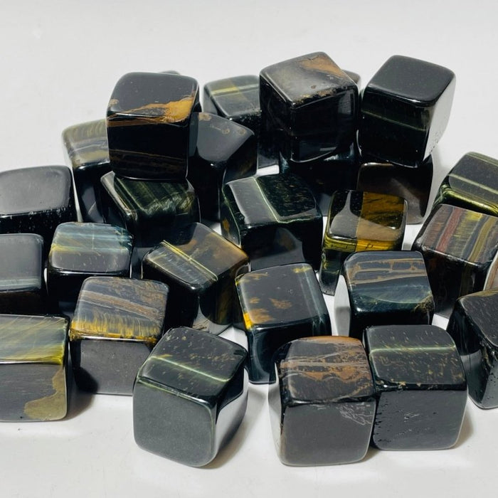 Blue Mixed Yellow Tiger Eye Cube Tumbled Wholesale