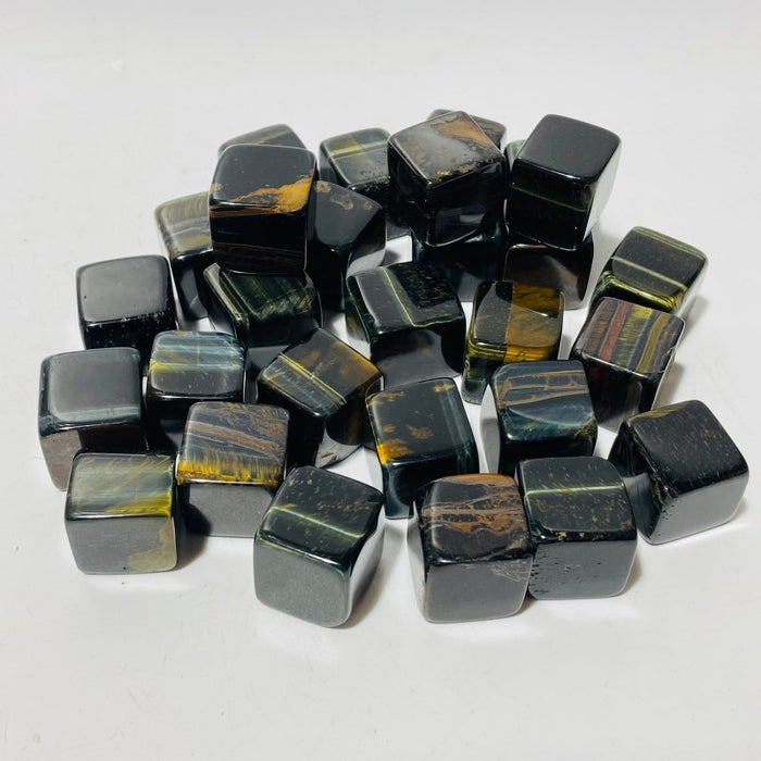 Blue Mixed Yellow Tiger Eye Cube Tumbled Wholesale