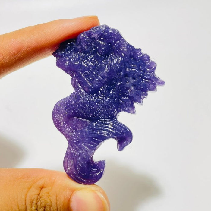 Blue Mixed Yellow Tiger Eye & Lepidolite Mermaid Carving Wholesale