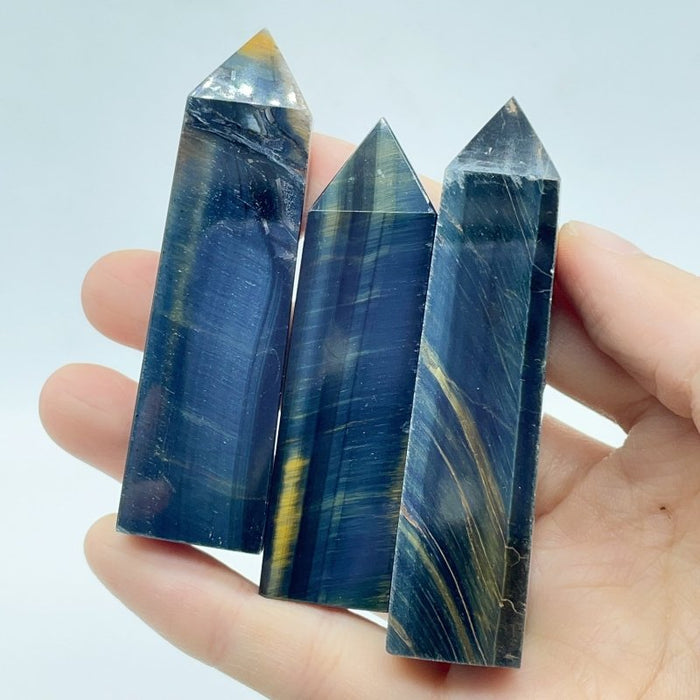 Blue Tiger Eye Four-Sided Tower Points Wholesale