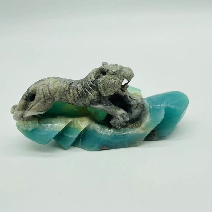 Caribbean Calcite Tiger Carving