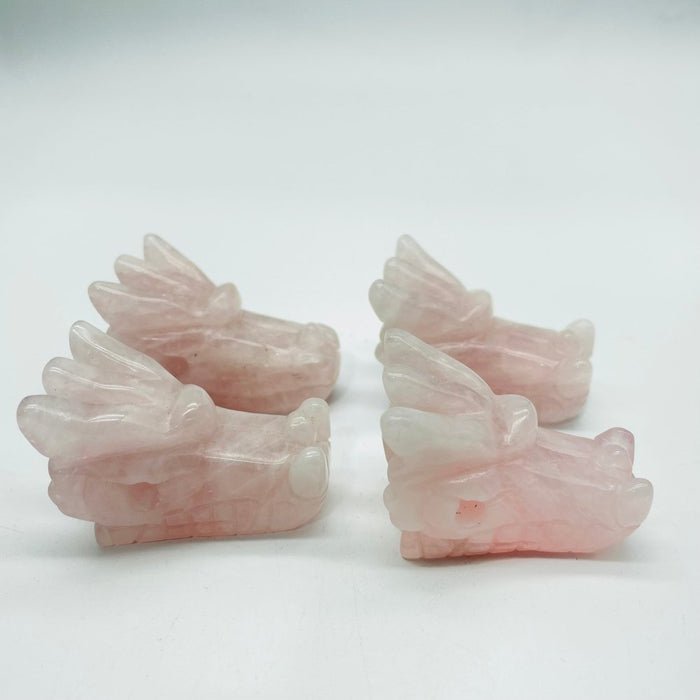 Caribbean Calcite & Rose Quartz Dragon Head Carving Wholesale