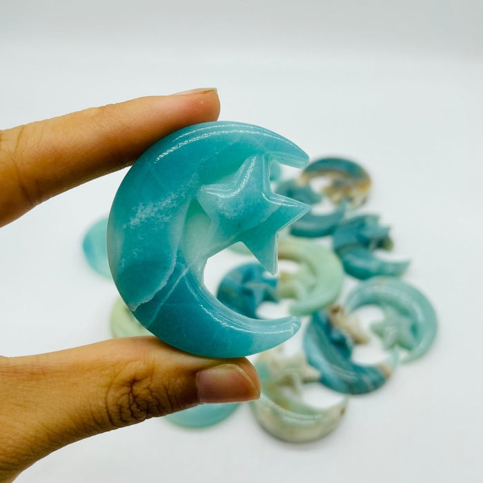 Caribbean Calcite Star Moon Carving Wholesale