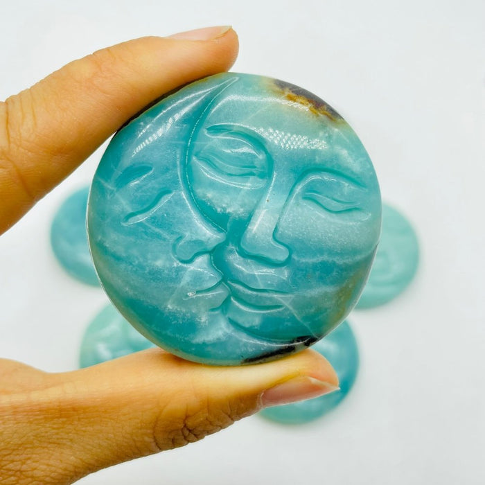 Caribbean Calcite Sun Moon Face Wholesale