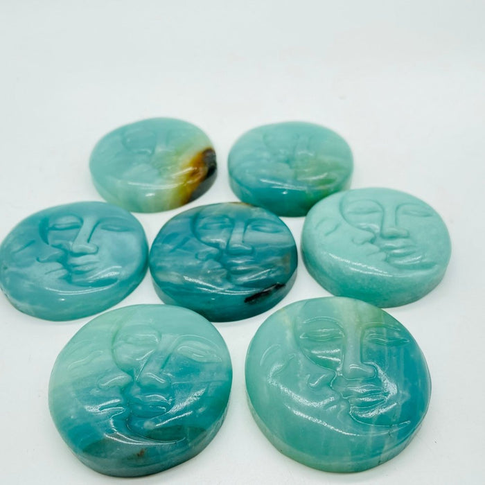 Caribbean Calcite Sun Moon Face Wholesale