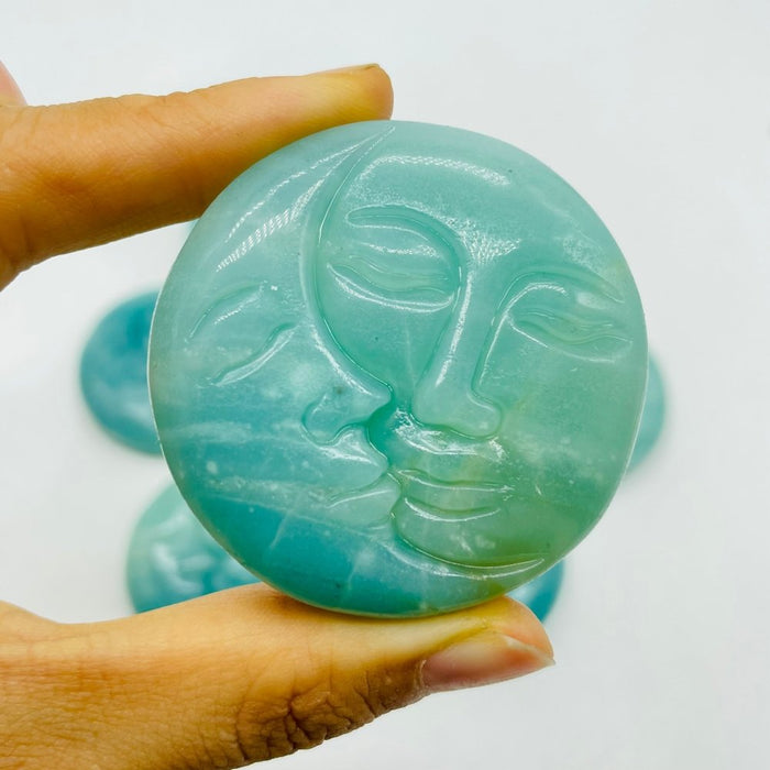 Caribbean Calcite Sun Moon Face Wholesale