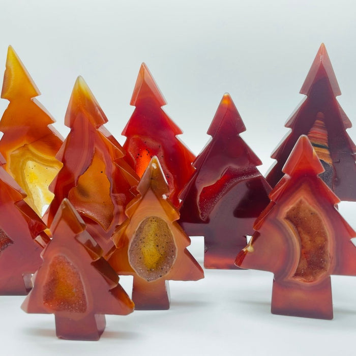 Carnelian Geode Pine Tree Christmas Tree Carving Wholesale