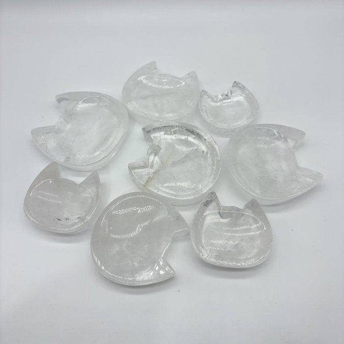Cat Head Shape Clear Quartz Shallow Bowl Wholesale
