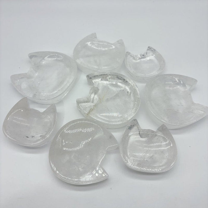 Cat Head Shape Clear Quartz Shallow Bowl Wholesale