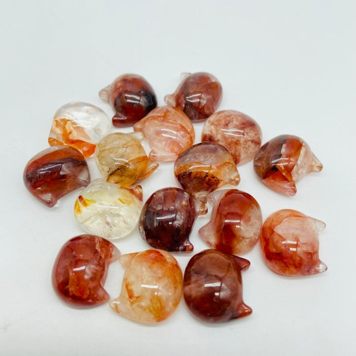 Cat Head Shape Fire Quartz & Rabbit Hair Carving Wholesale