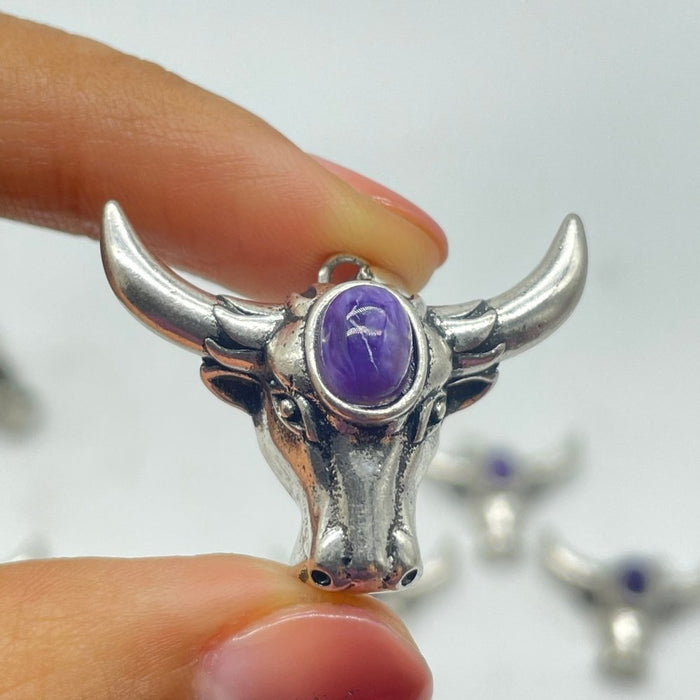 Cattle Head Pendant Wholesale Charoite Moonstone
