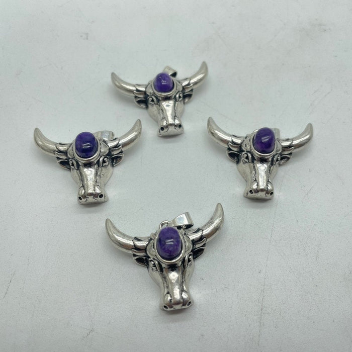 Cattle Head Pendant Wholesale Charoite Moonstone