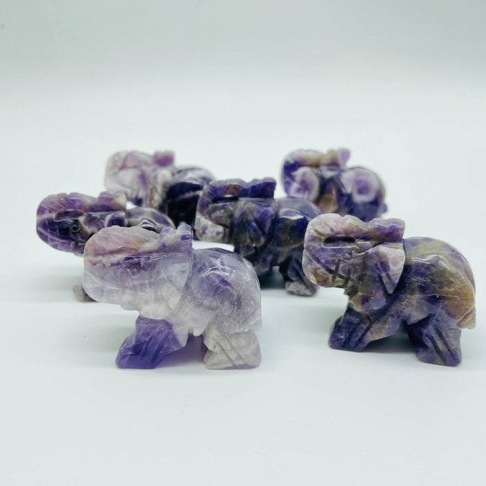 Chevron Amethyst Elephant Crystals Carving Wholesale