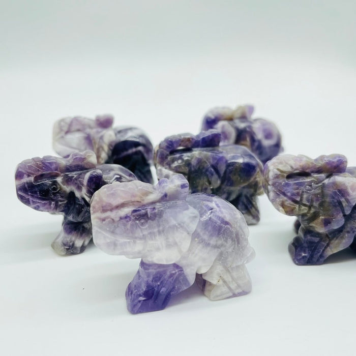 Chevron Amethyst Elephant Crystals Carving Wholesale