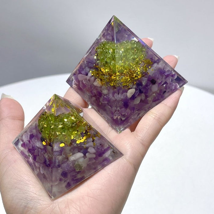 Chevron Amethyst Peridot Orgone Pyramid  Wholesale