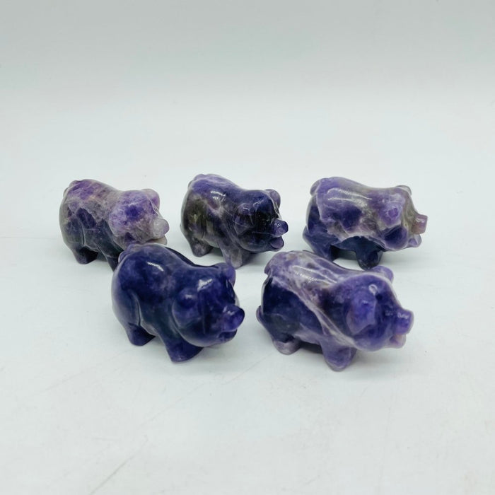 Chevron Amethyst Pig Carving Animal Wholesale