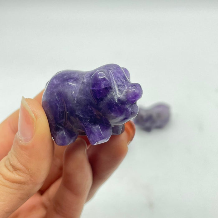 Chevron Amethyst Pig Carving Animal Wholesale