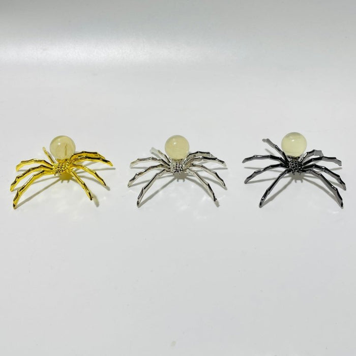 Citrine Crystal Sphere Spider Ornament Handmade Alloy Spider Wholesale