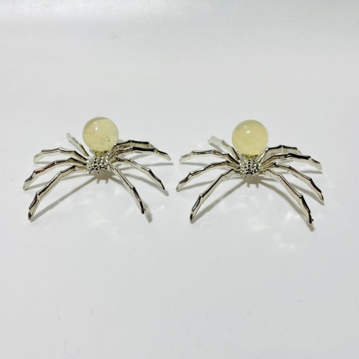 Citrine Crystal Sphere Spider Ornament Handmade Alloy Spider Wholesale