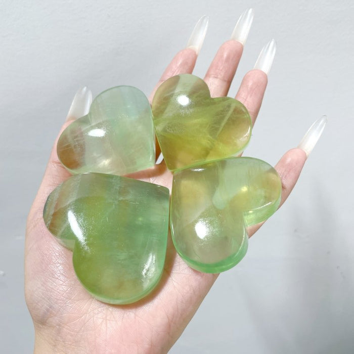 Clear Green Fluorite Heart Wholesale
