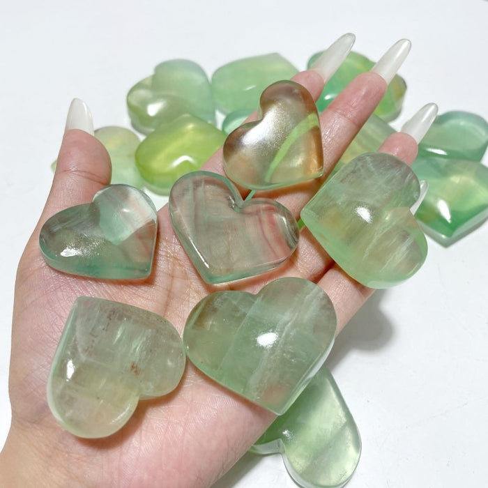 Clear Green Fluorite Heart Wholesale