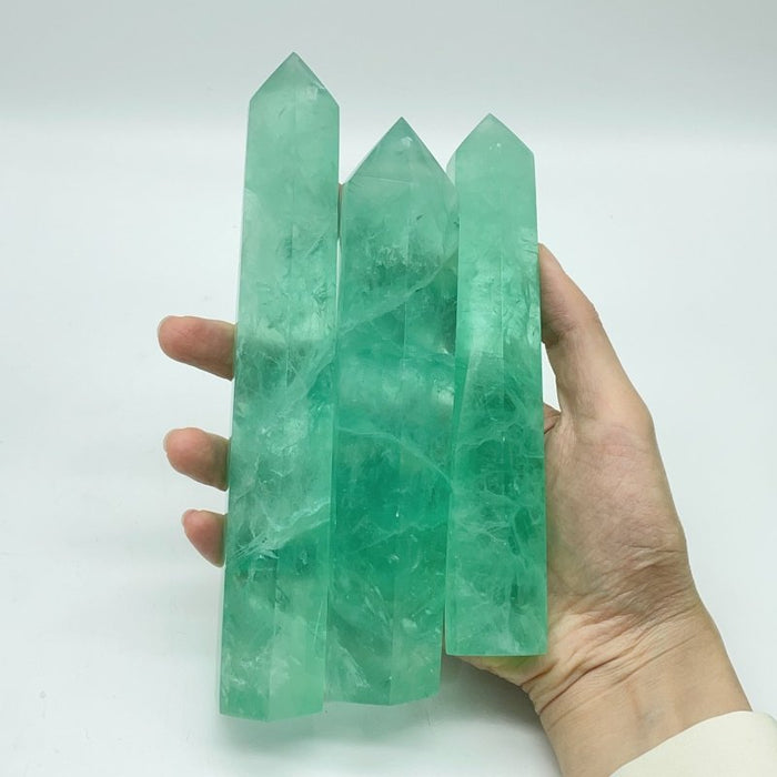 Clear Green Fluorite Tower Points Wholesale 5.5-8.6in(14-22cm)