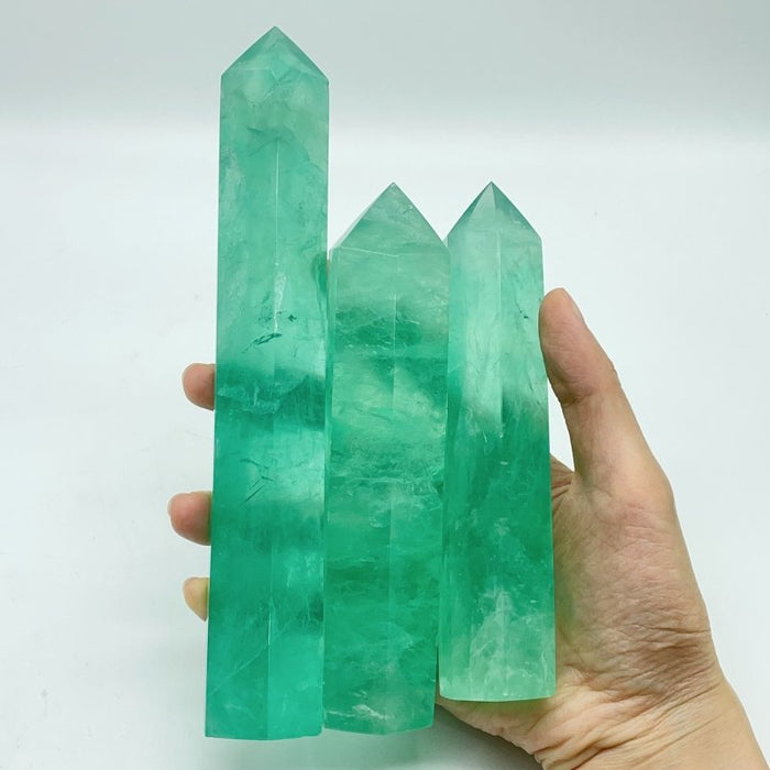Clear Green Fluorite Tower Points Wholesale 5.5-8.6in(14-22cm)
