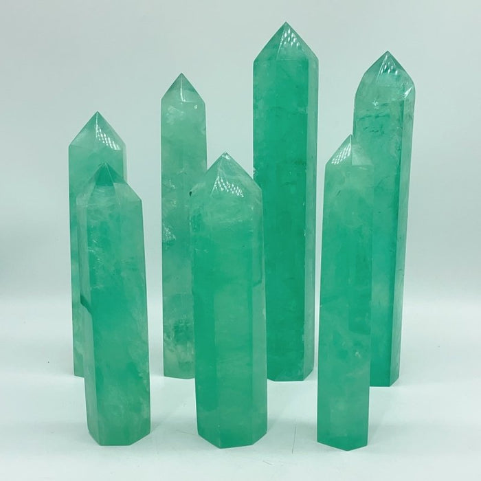 Clear Green Fluorite Tower Points Wholesale 5.5-8.6in(14-22cm)