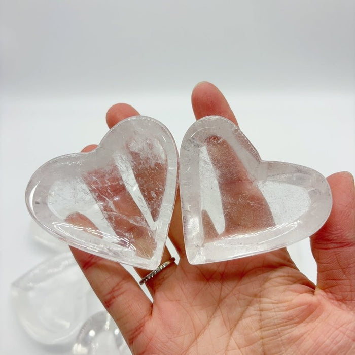 Clear Quartz Heart Shape Shallow Bowl Wholesale