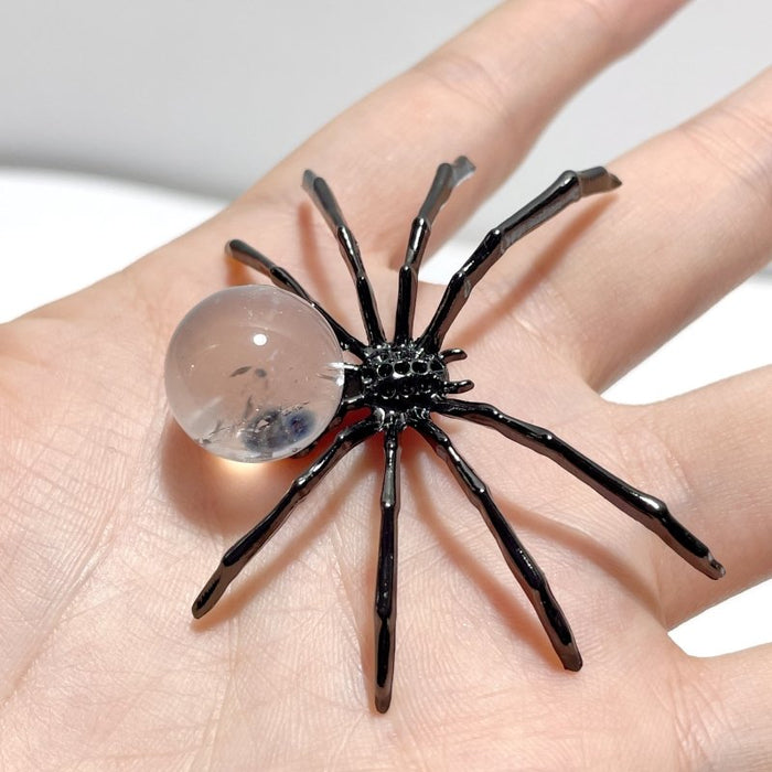 Clear Quartz Unakite Sphere Spider Ornament Handmade Alloy Spider Wholesale