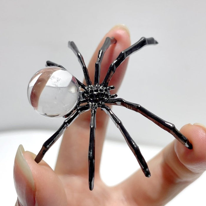 Clear Quartz Unakite Sphere Spider Ornament Handmade Alloy Spider Wholesale