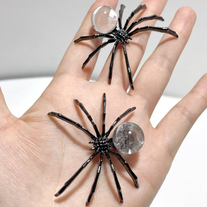 Clear Quartz Unakite Sphere Spider Ornament Handmade Alloy Spider Wholesale