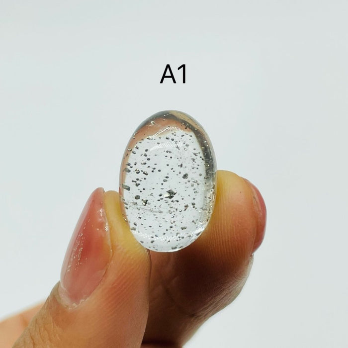 Clear Quartz With Pyrite Cabochon Stone Oval Gemstone For Jewelry Making DIY