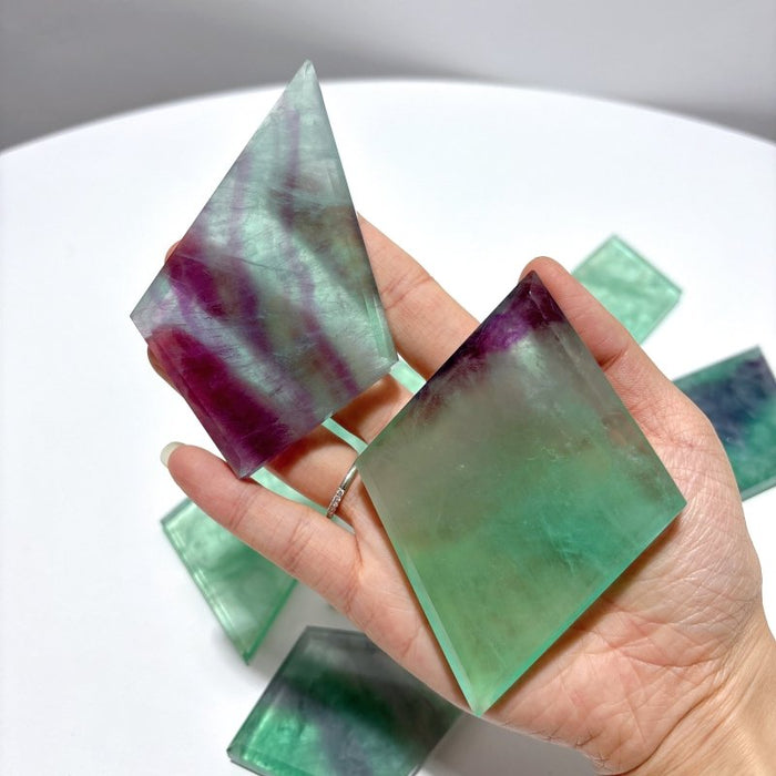 Colorful Fluorite Rhombus Shaped Carving Wholesale