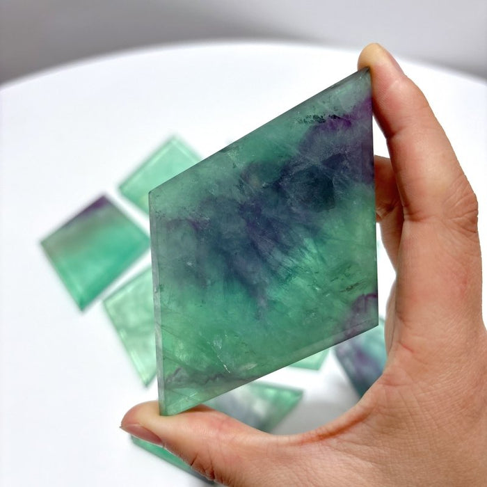 Colorful Fluorite Rhombus Shaped Carving Wholesale