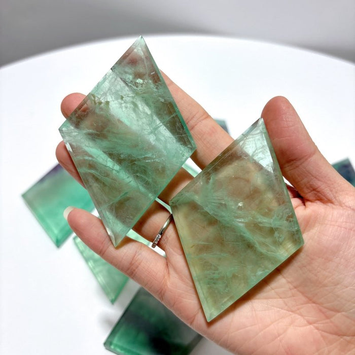 Colorful Fluorite Rhombus Shaped Carving Wholesale