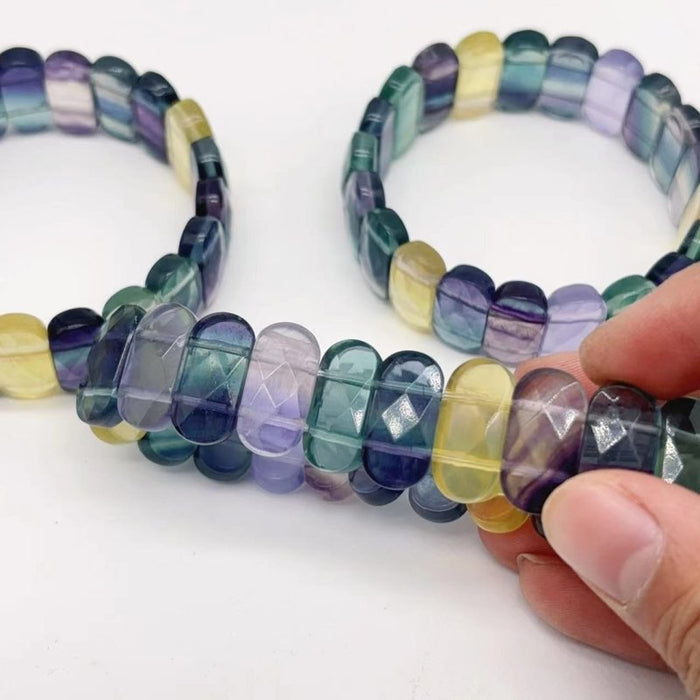 Colorful Rainbow Fluorite Elastic Bracelet Wholesale