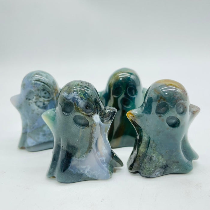 5Types Ghost Crazy Agate & Moss Agate Halloween Carving Wholesale