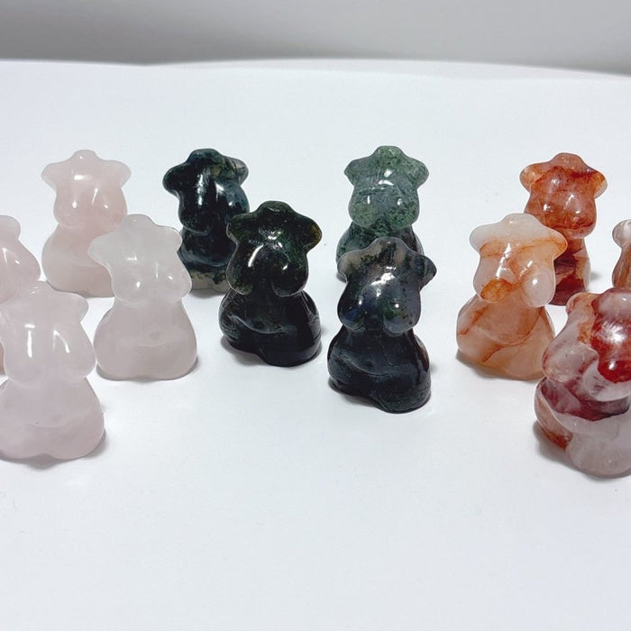 Curvy Crystal Goddess Carving Wholesale Fire Quartz Moss Agate Rose Quartz