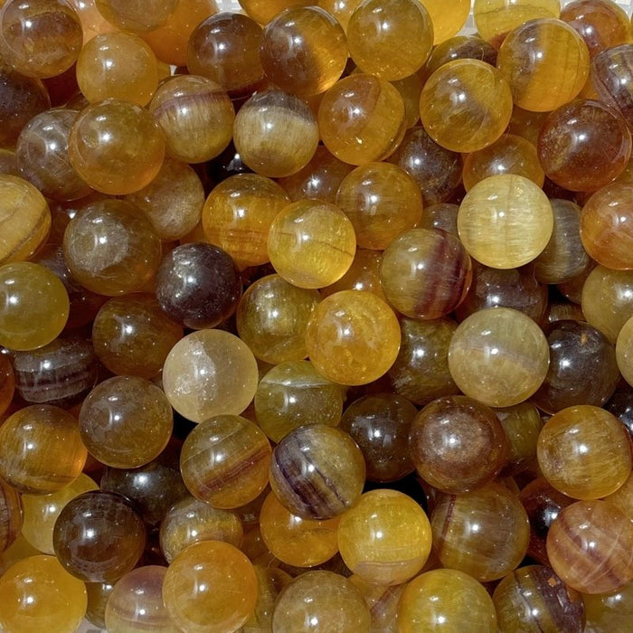 Cute Small Yellow Fluorite Spheres Wholesale
