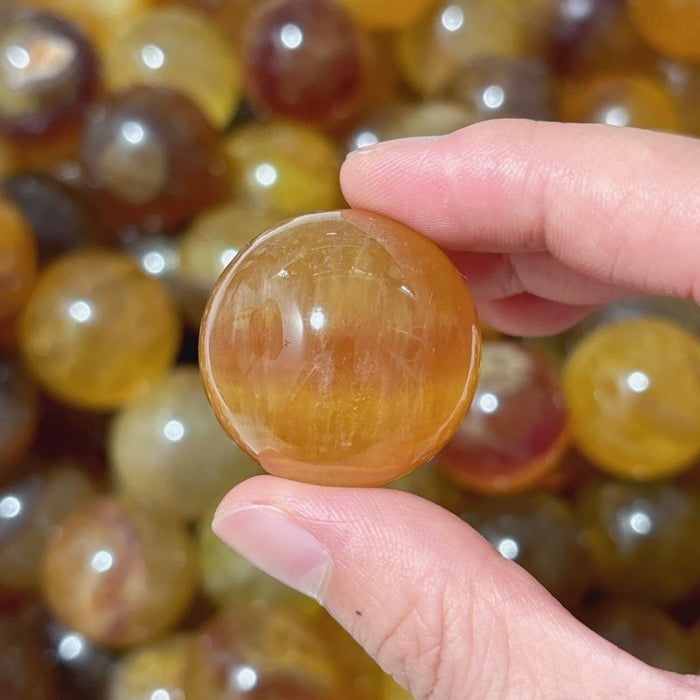Cute Small Yellow Fluorite Spheres Wholesale